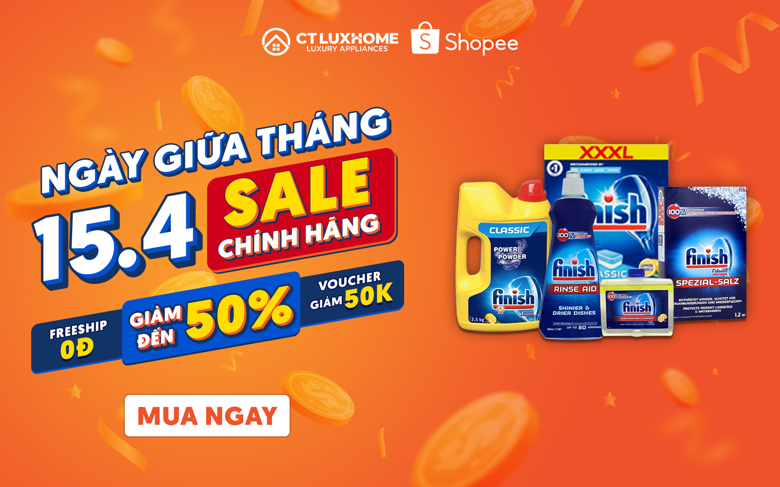 CT Luxhome x SHOPEE: 15.04 NGÀY GIỮA THÁNG - SALE CHÍNH HÃNG, Giảm đến 50%